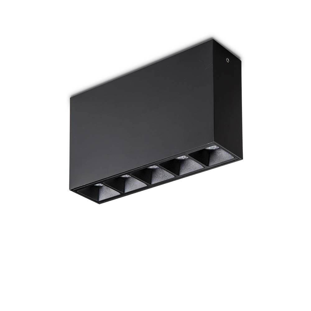 Lika LED Deckenstrahler in elegantem Schwarz mit fünf integrierten LEDs für modernes Raumdesign.