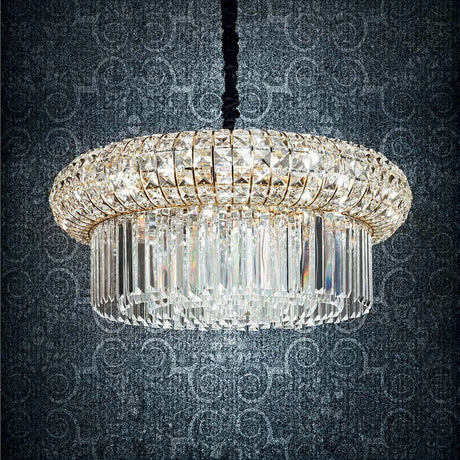 Nabucco crystal pendant light with elegant crystal design and sparkling accents on a dark background.