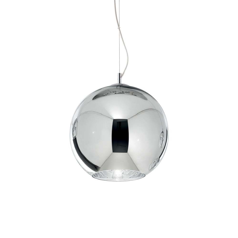 Moderne Pendelleuchte in Chrom, Ø 20cm, stilvoller Kugel-Designleuchte für zahlreiche Innenräume.