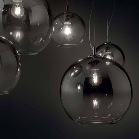 Pendelleuchte Ø 40cm aus rauchgrauem Glas, moderne Hängeleuchte mit elegantem Design