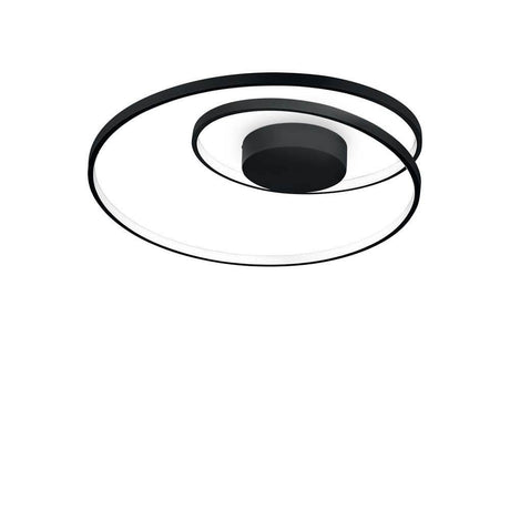 Oz LED Deckenlampe Metall mit modernem Design und spiralförmigem Leuchtkörper in Schwarz.
