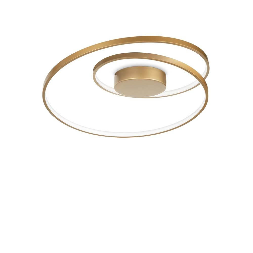 Oz LED Deckenlampe Metall in modernem Design mit spiralförmigem Goldring und hellem Licht.