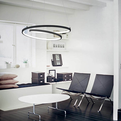 Suspension Oz moderne LED dans un salon élégant à l’aménagement minimaliste.