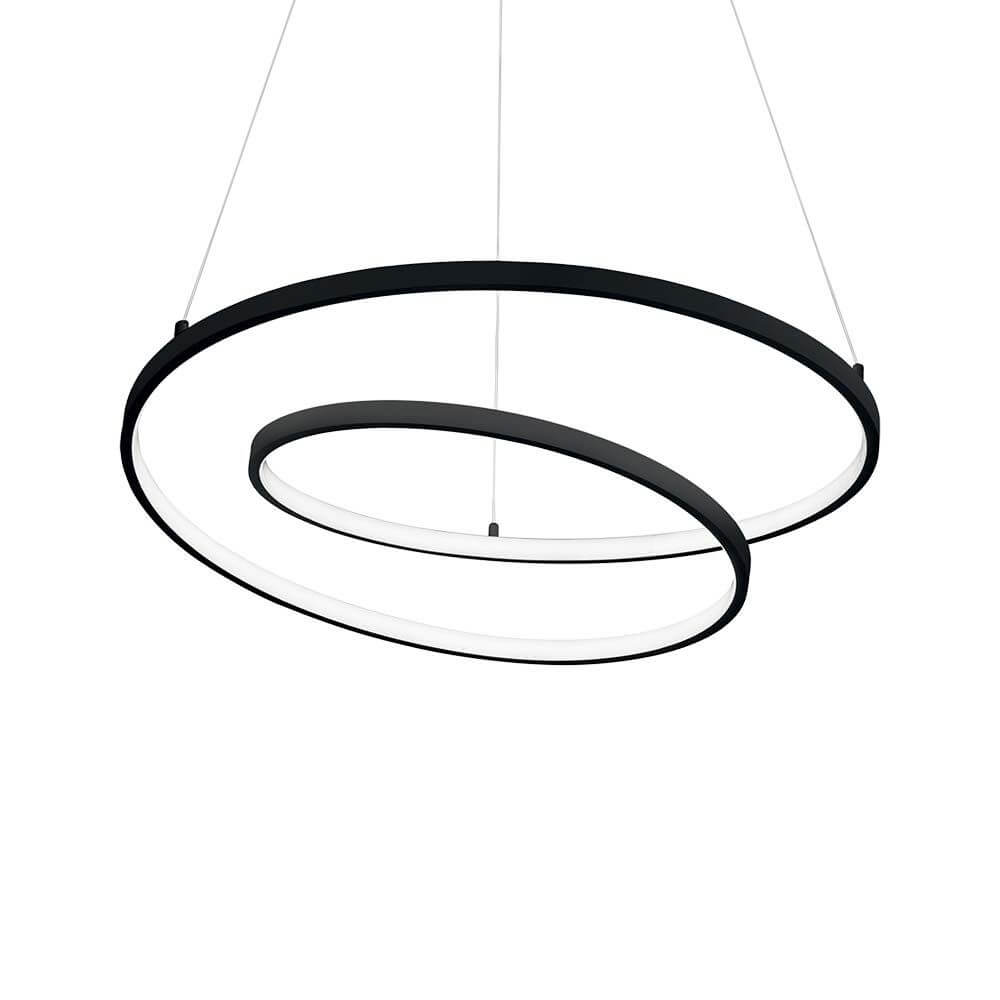 Elegante Oz LED Hängeleuchte mit zwei konzentrischen Ringen in Schwarz und Weiß, ideal für moderne Innenräume.