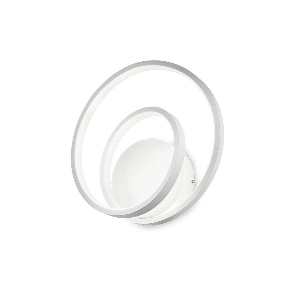 Moderne Oz LED Wandleuchte mit zwei runden Ringen in Weiß, ideal für stilvolle Innenräume.