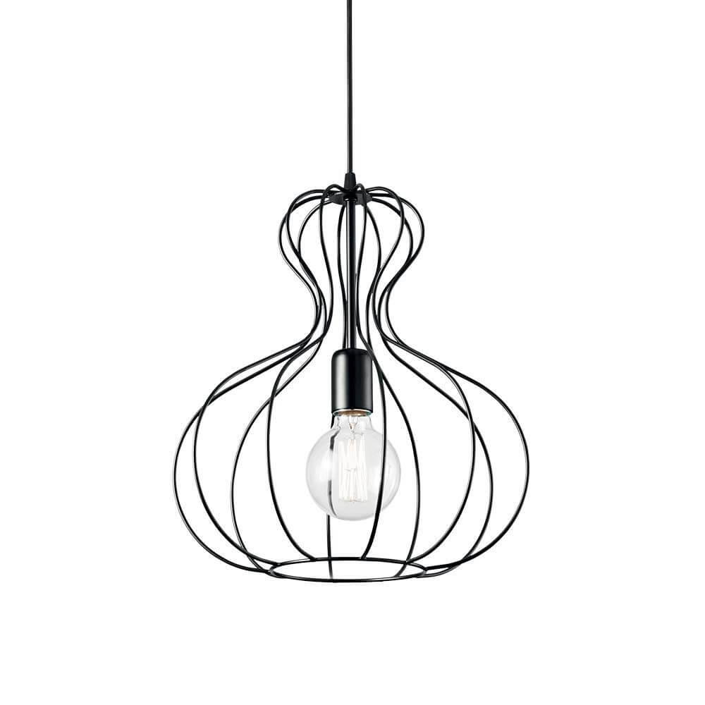 Pendelleuchte Ampolla-1 Weiß in modernem Design mit schickem Drahtgestell.