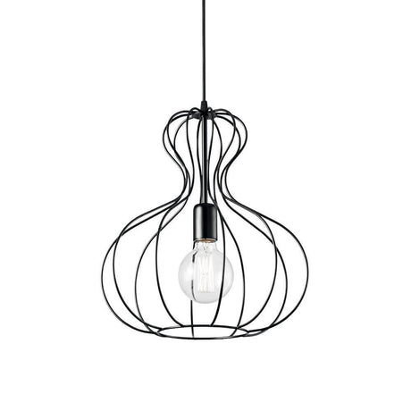 Ampellampe Ampolla-1 hvit i moderne design med elegant trådstativ.