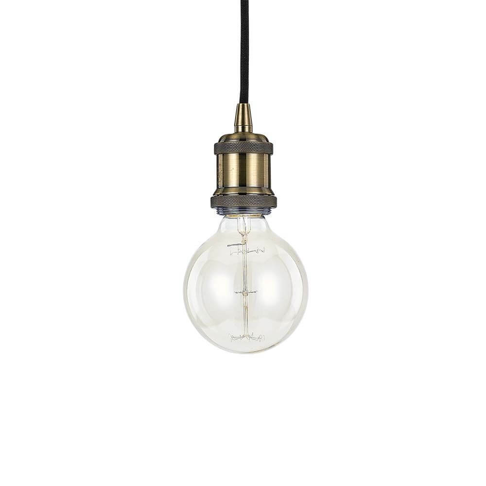 Pendelleuchte Frida Brüniert in elegantem Design mit klarem Glaskorpus und antikem Metallanschluss.