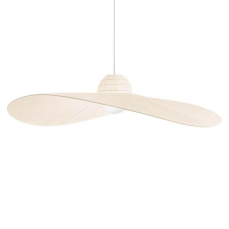 Madame Ivory pendant light by Ideal Lux, an elegant hanging light with a large, curved lampshade.