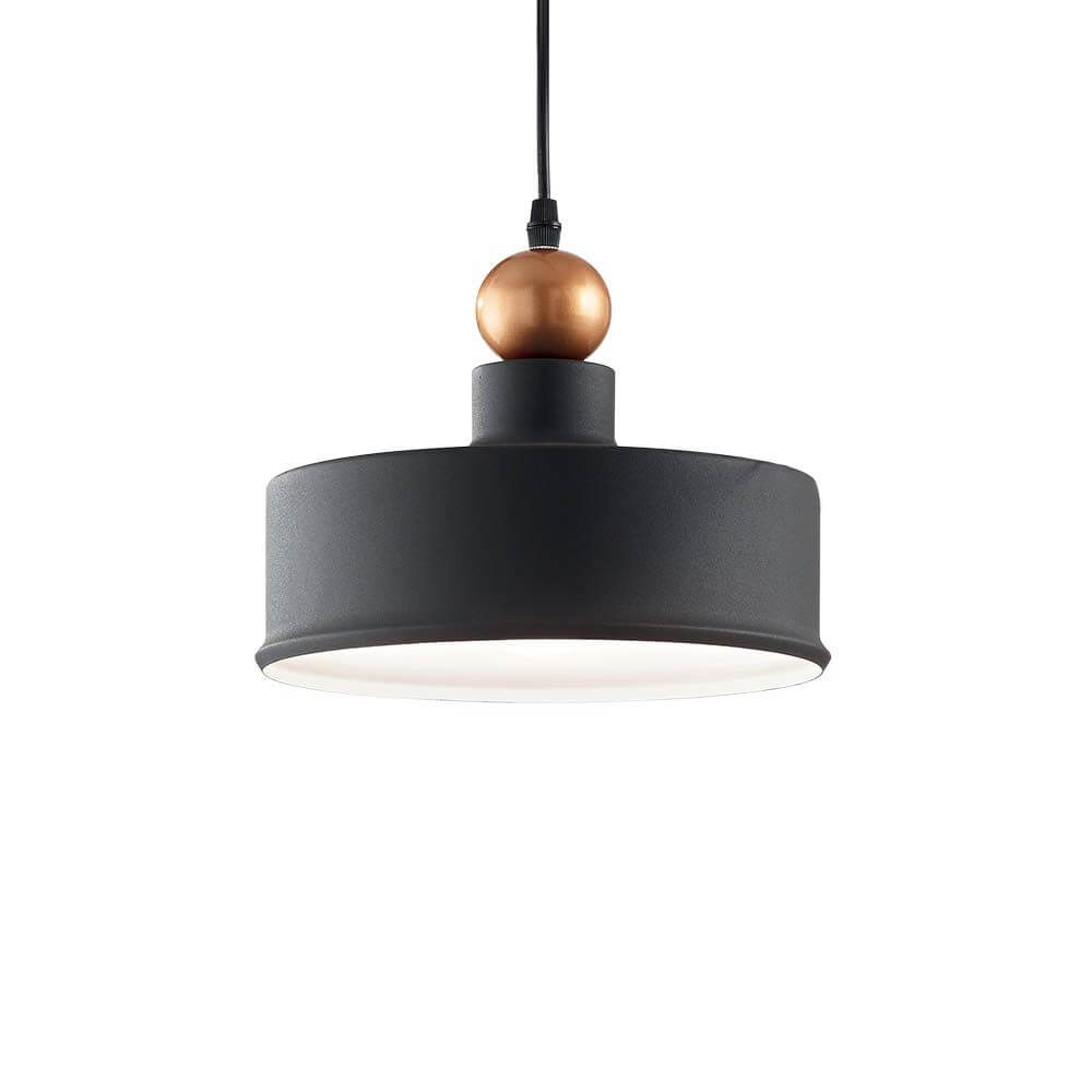 Pendelleuchte Triade-2 Grau, Schwarz mit dekorativem Kupferakzent für modernes Wohndesign.