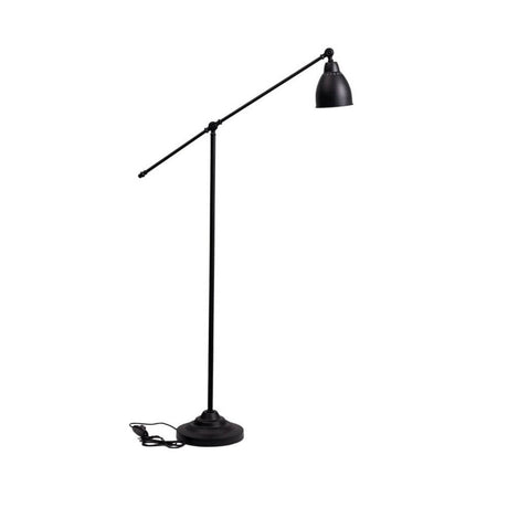 Lampadaire Newton Pt1 noir au design moderne avec bras flexible et abat-jour noir.