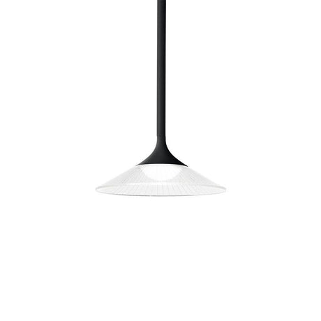 Tristan LED Pendelleuchte in modernem Design mit schwarzem Gehäuse und weißem Lampenschirm.