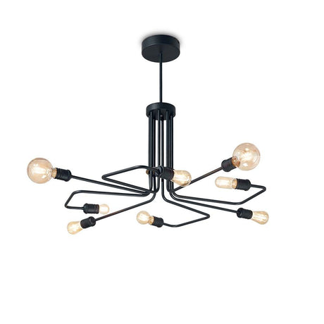 Suspension Triumph noire au design élégant et avec six ampoules pour un éclairage raffiné.