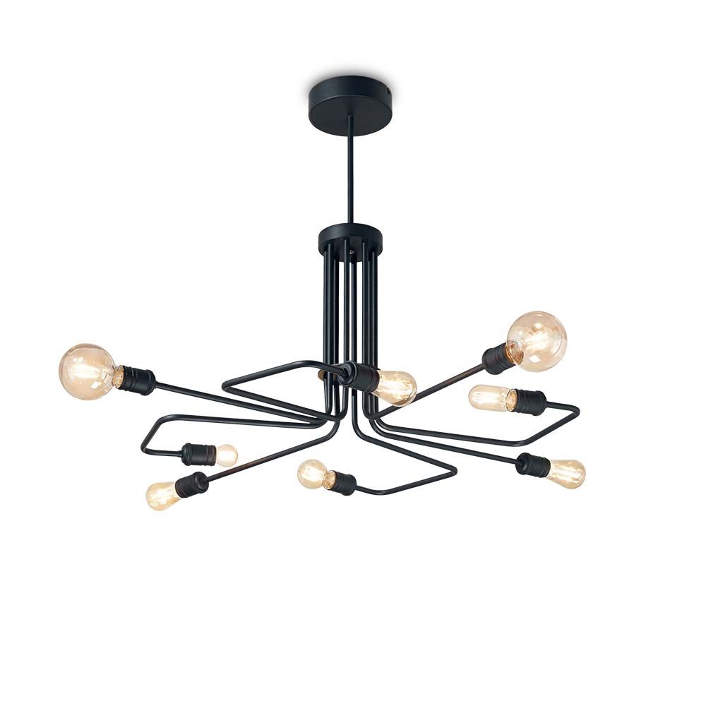 Triumph Pendelleuchte Schwarz mit elegantem Design und sechs Glühbirnen für stilvolle Beleuchtung.