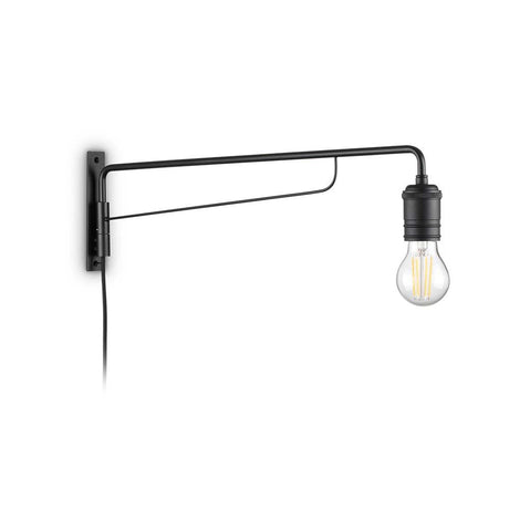 Triumph Wandlampe Metall Schwarz, moderne schwarze Wandleuchte mit sichtbarer Glühbirne