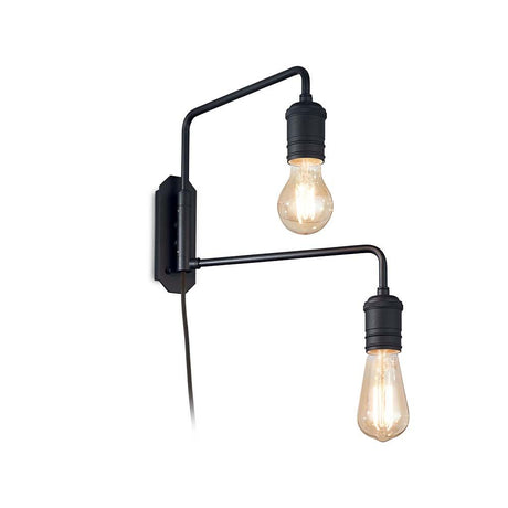 Triumph Wandleuchte 2-flammig Schwarz, schwarze Wandlampe im Industrial-Stil mit zwei Leuchtmitteln