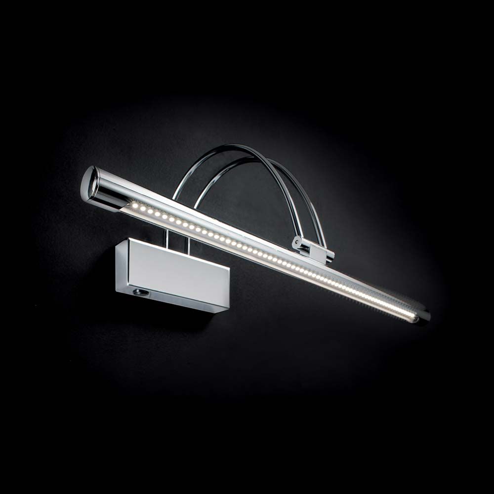 Moderne Wandleuchte Bow Ap114 Chrom mit LED-Beleuchtung in schickem Design.