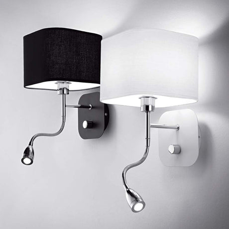 Wall light Holiday Ap2 White with flexible reading light and stylish design in two color combinations.