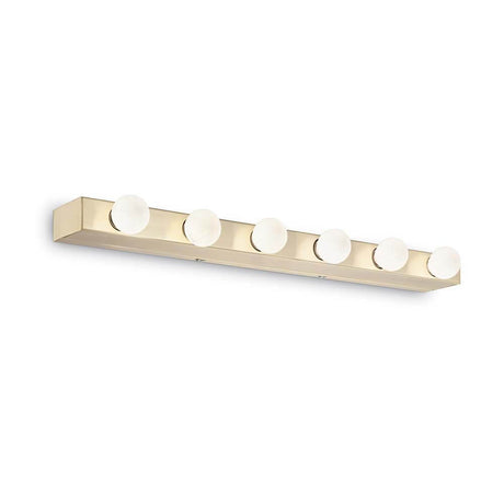 Wall light Prive Ap6 brass with five round light bulbs on an elegant brass bar.