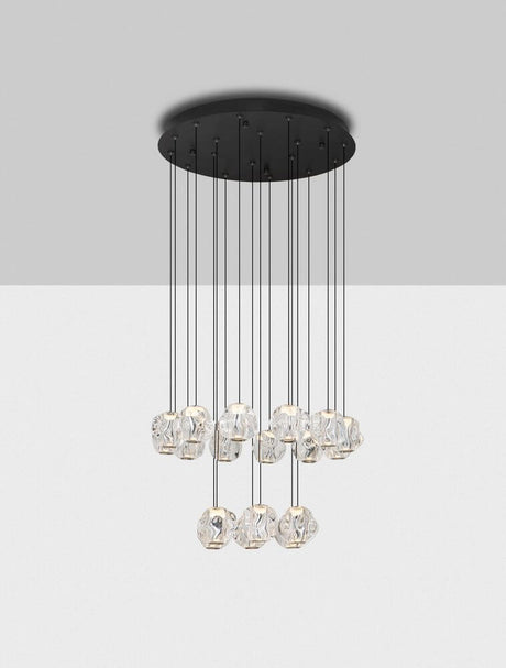 Ifos LED Pendel 18 pærer Ø 55cm 3000K sort med elegante krystalelementer i moderne design.