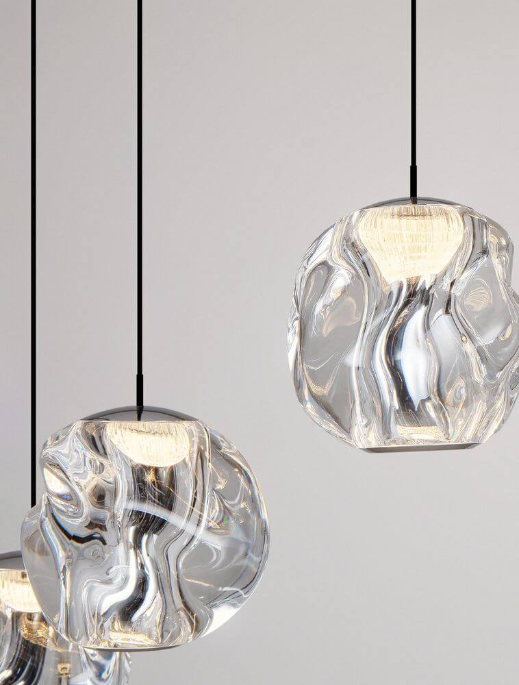 Ifos LED Pendelleuchte 18-flammig Ø 55cm 3000K Schwarz - elegante hängende Leuchten aus klarem Glas.
