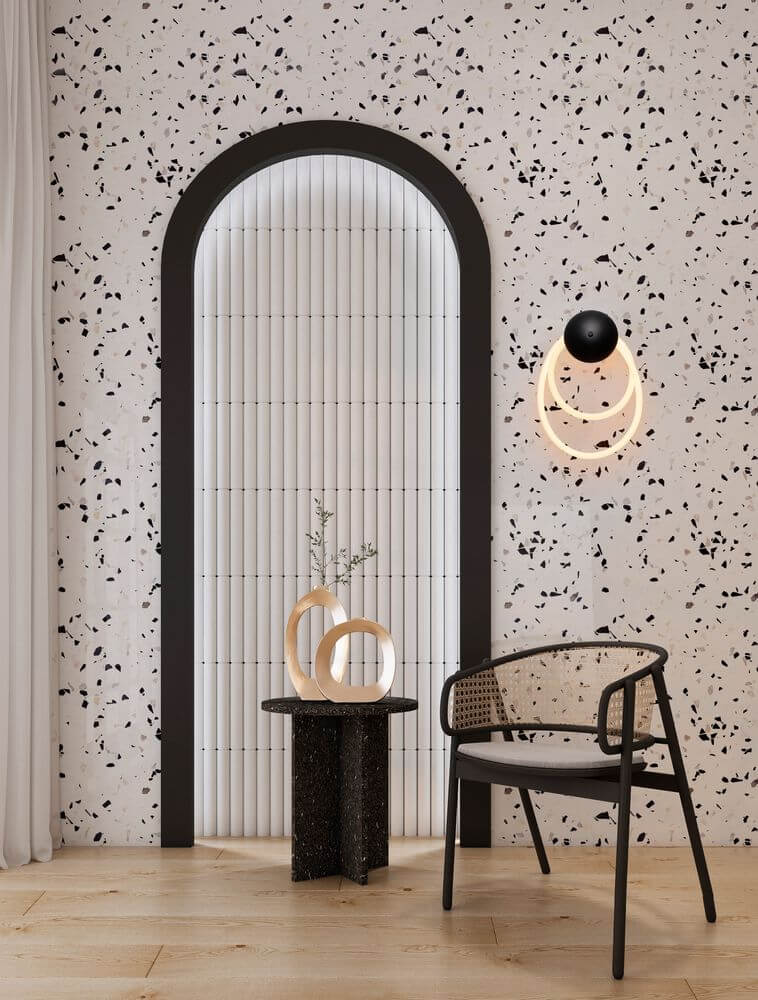 Ilane LED Wandleuchte Rund 3000K Schwarz in modernem Raum mit Minimalsimus und elegantem Design.