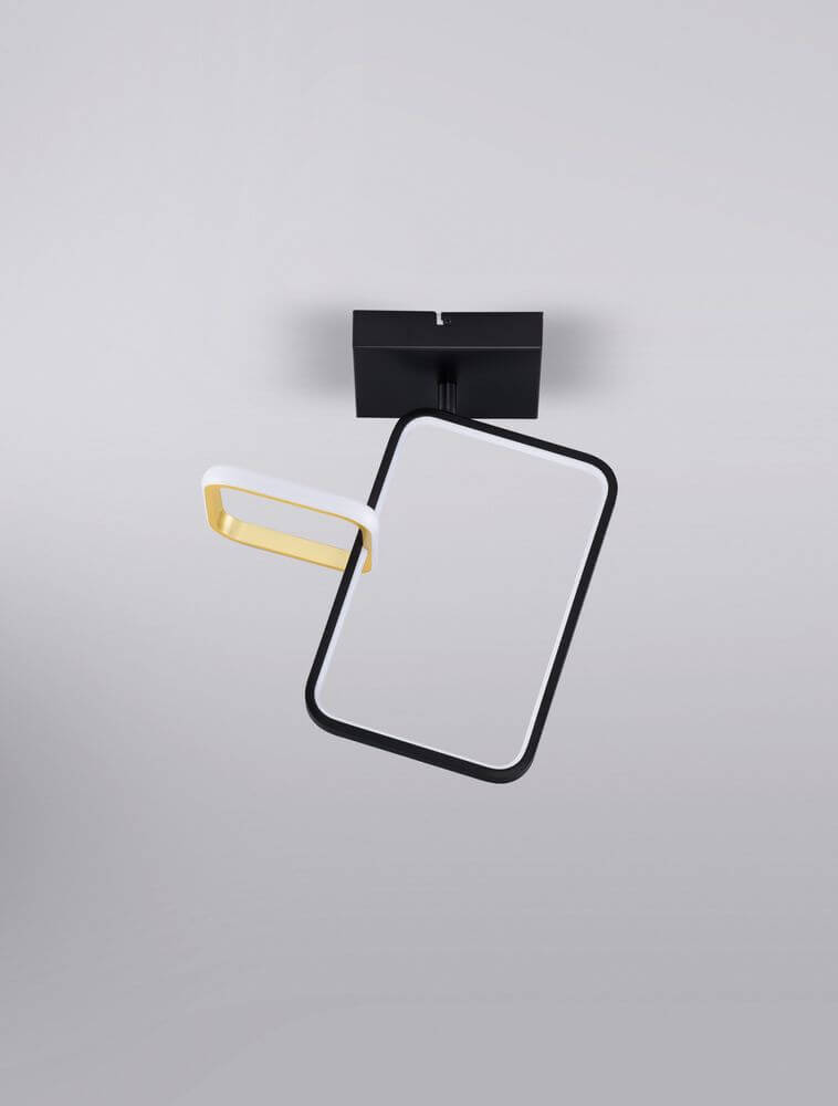 Imar LED Deckenleuchte Rechteckig 2-flammig 3200K Schwarz, Gold an der Wand montiert