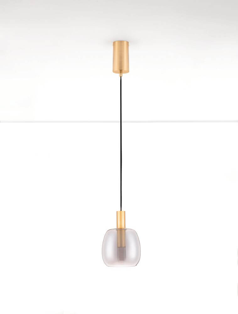 Imatia Pendelleuchte Ø 16cm 3000K Gold, Rauch - modernes Design mit rauchfarbenem Glas.