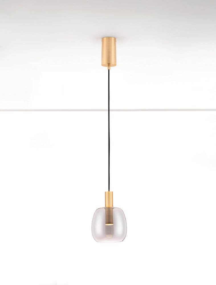 Imatia Pendelleuchte Ø 16cm 3000K Gold, Rauch in modernem Design mit rauchfarbenem Glas.