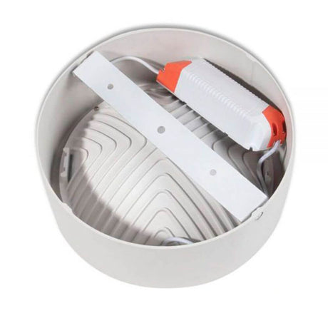 Indirektes Aufbau LED-Panel 350lm Ø 10,5cm Neutralweiß - Innenansicht mit Montageelementen.