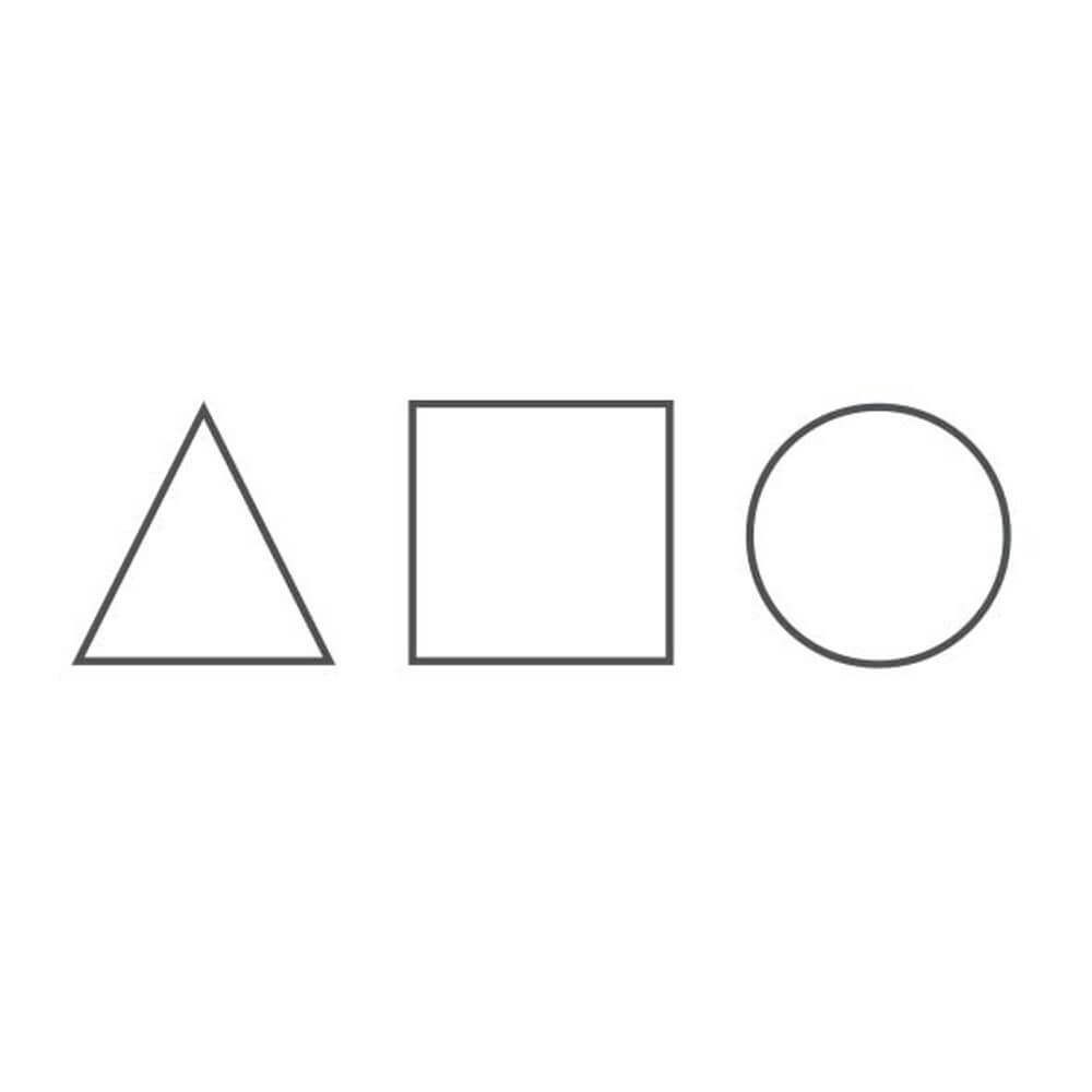 Drei geometrische Formen: ein Dreieck, ein Quadrat und ein Kreis.