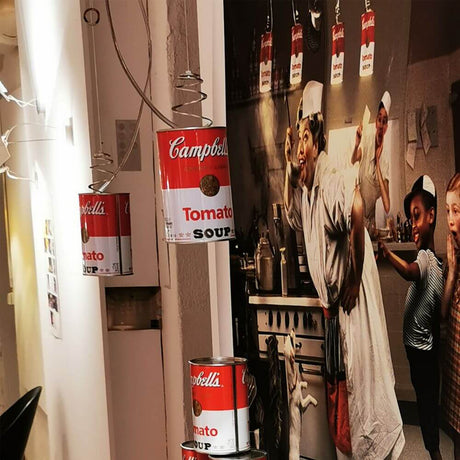 Ingo Maurer LED Wall & pendant light Canned Light in the shape of a Campbell's Tomato Soup can.