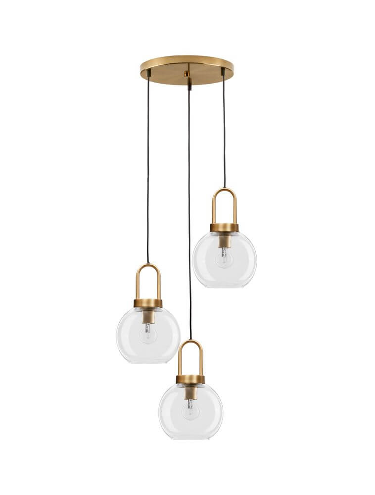 Irvine Pendelleuchte 3-flammig Ø 30cm Gold, Transparent - moderne Leuchte für Esszimmer, Flur oder Wohnzimmer