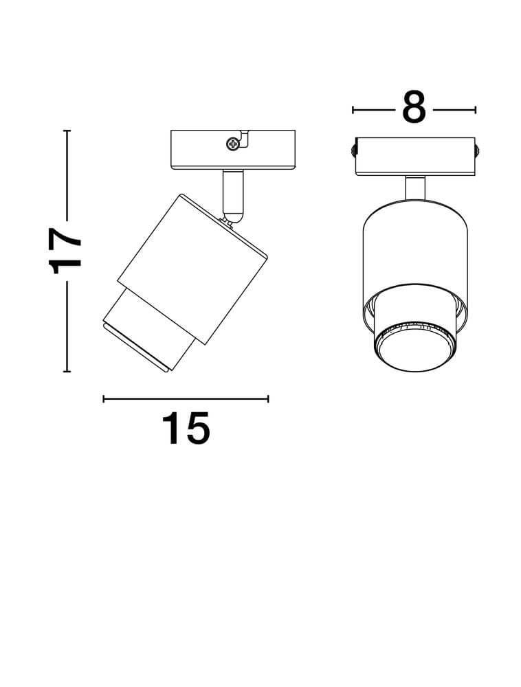 Ison Deckenleuchte GU10 Ø 15cm technische Zeichnung mit Abmessungen 17cm und 15cm.