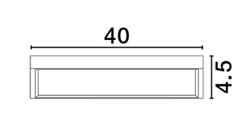 Maßzeichnung der Itos LED Deckenleuchte 3000K mit Abmessungen von 40 cm x 4,5 cm.