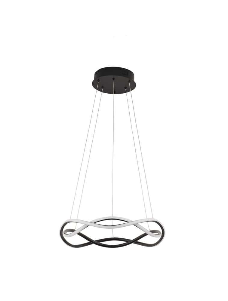 Jinal LED Deckenleuchte 2-flammig 3000K Schwarz mit futuristischem Design in Schwarz und Weiß.
