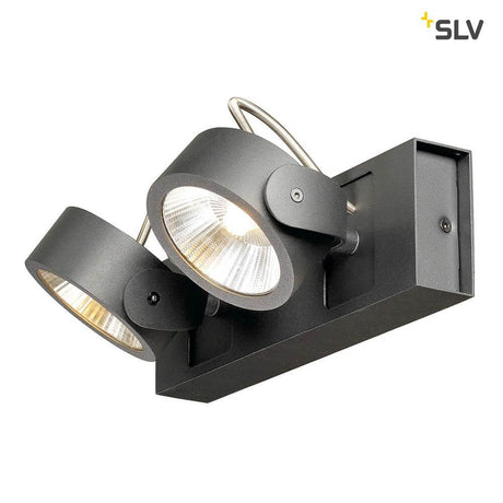 Kalu LED 2 plafonnier et applique noire 3000K avec LED haute performance à intensité variable et tête de luminaire flexible.