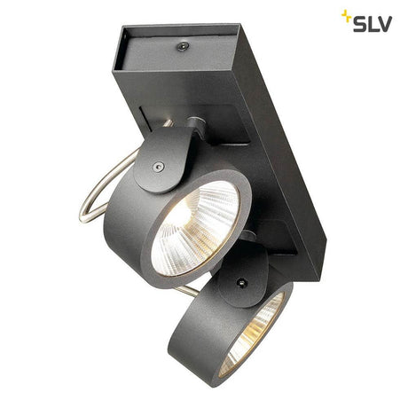 Kalu LED 2 plafonnier et applique noire 3000K avec deux têtes de luminaire orientables en noir mat.