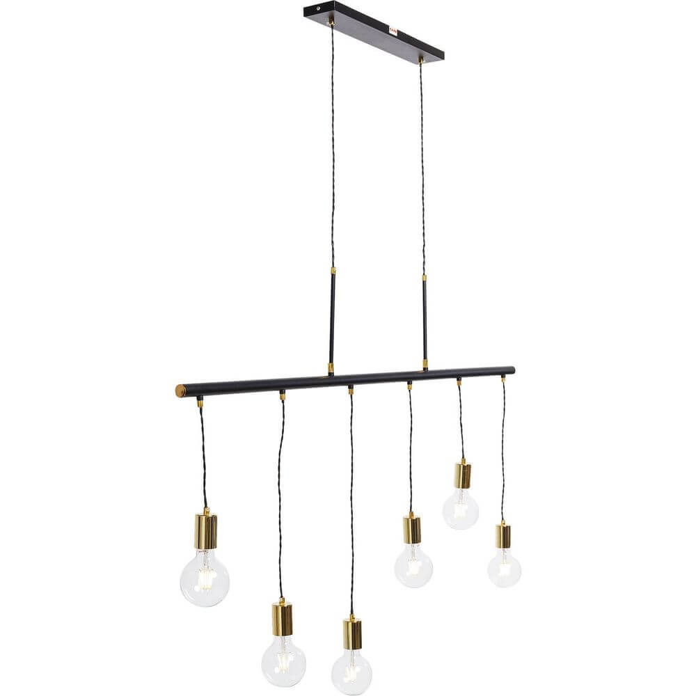 Hängeleuchte Pole Black Six mit sechs Glühbirnen und schwarzem Design für stilvolle Beleuchtung.