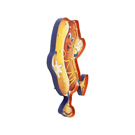 LED Leuchtobjekt Leisure Sausage Medium in lustiger Hotdog-Form mit leuchtenden LEDs im Retro-Stil.