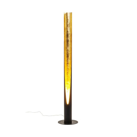 LED Gulvlampe Tube Duo 140cm i guld og sort, ideel til moderne og klassisk livsstil.