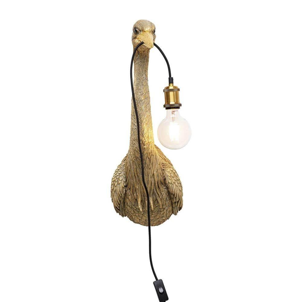 Wandleuchte Heron in Reiherform mit Glühlampe, außergewöhnliche Wandbeleuchtung für jeden Raum.