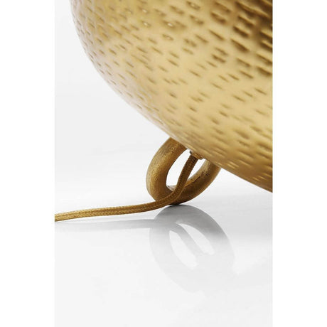 Detailansicht der Tischlampe Apollon Ø 28cm mit goldenem Lampenschirm und Kabel.