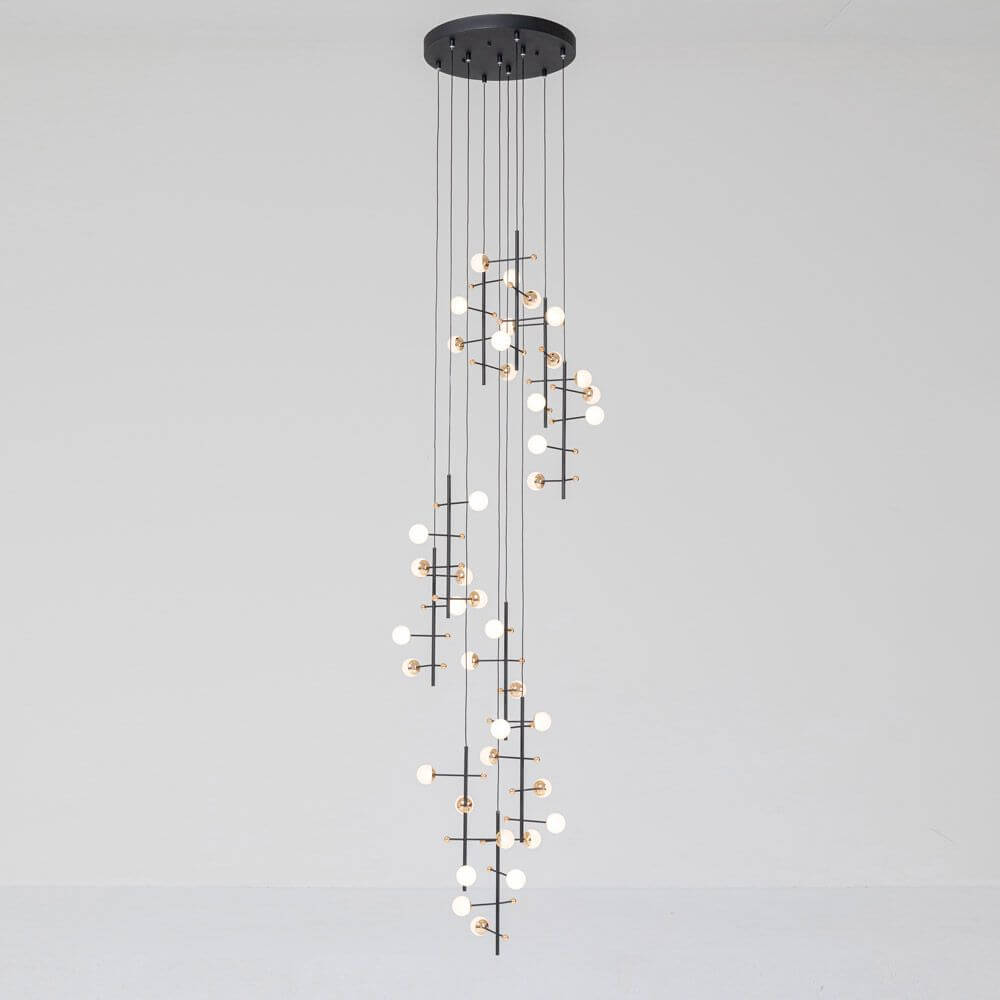 XXL Hängeleuchte Trapez 280cm im modernen Design mit mehreren Lampen und eleganten Linien.