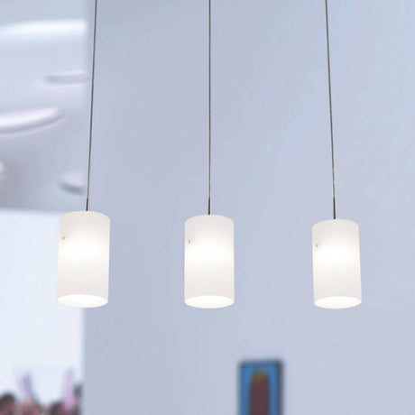 Casablanca Kabel-Hängeleuchte Tube XL 3-flammig im modernen Raumdesign mit drei schlichten Lampenschirm.