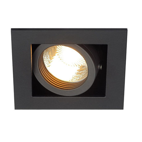 Kadux 1 GU10 square downlight Black max. 50W with swiveling lamp holder.