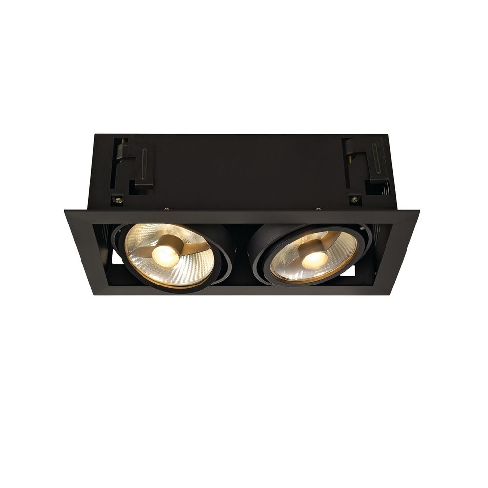 Kadux 2 ES111 Downlight eckig Schwarz max. 2x50W mit kardanisch schwenkbaren Lampenhaltern.