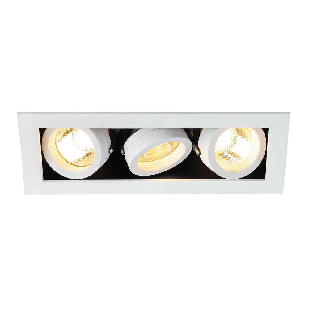 Kadux 3 GU10 Downlight eckig Weiß mit drei einstellbaren Lampen für individuelle Lichtausrichtung.