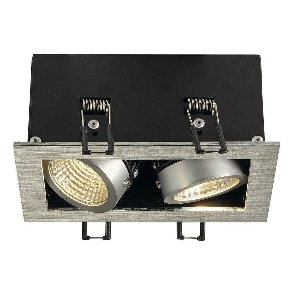 Kadux LED Double DL Set Alu-Gebürstet 38° 3000K inkl. Treiber, doppeltes, schwenkbares LED-Downlight.