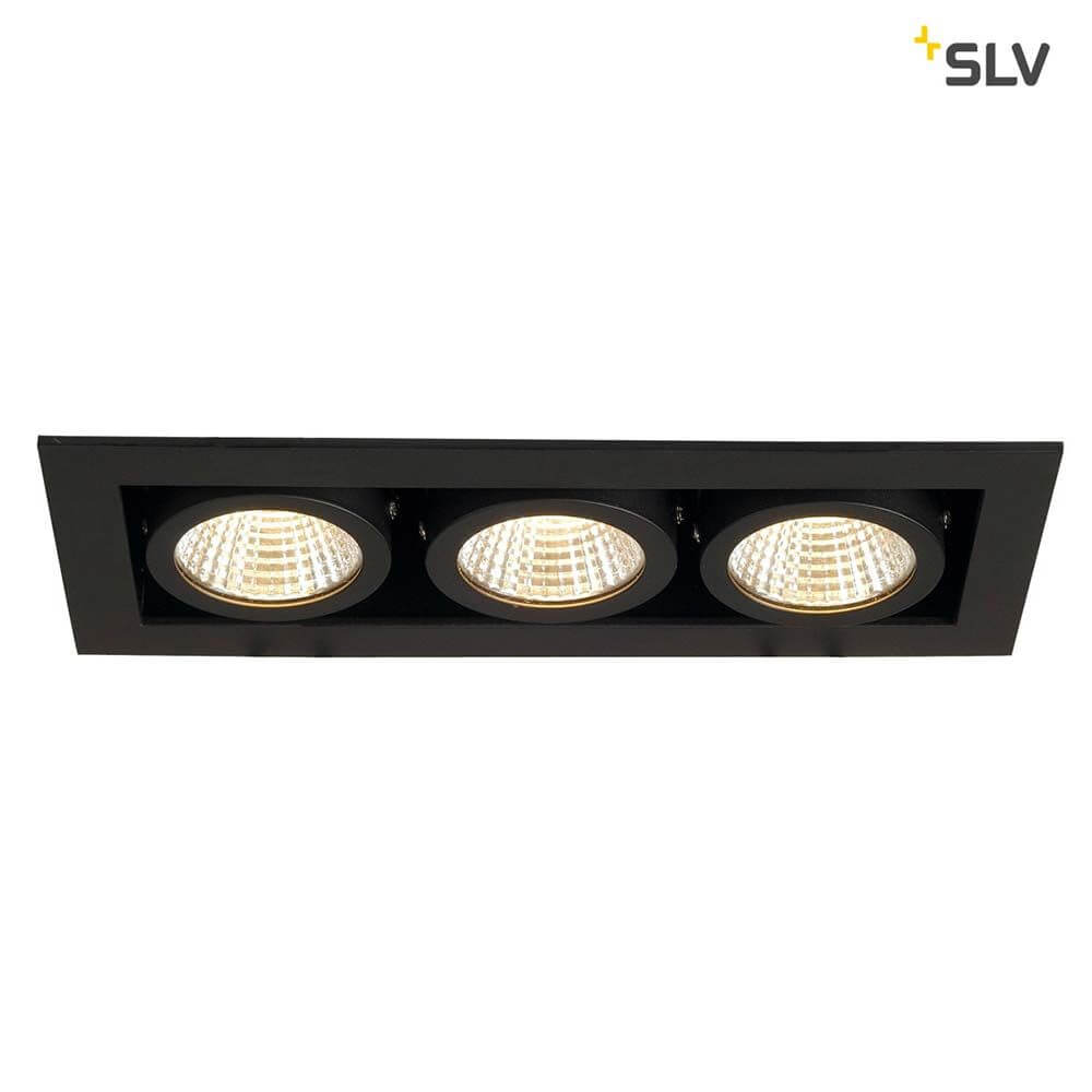 Kadux LED Triple DL Set Schwarz 38° 3000K inkl. Treiber mit drei dimmbaren Einbauleuchten in schwarz.